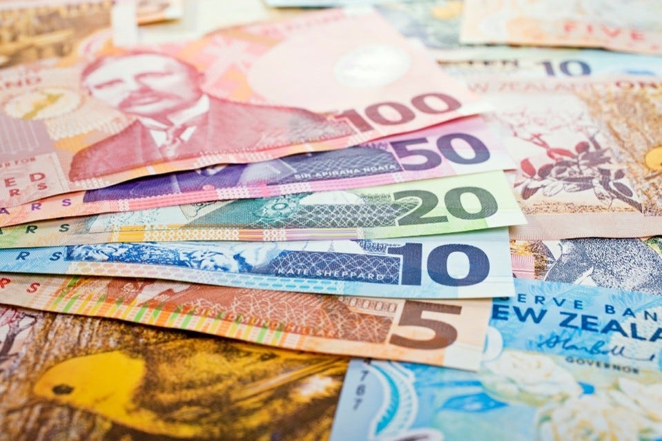 Picture of assorted notes of NZ currency.