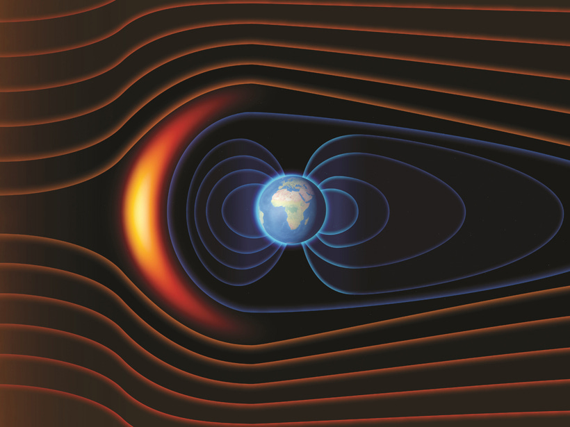 Illustration showing the dayside magnetosphere and its surroundings