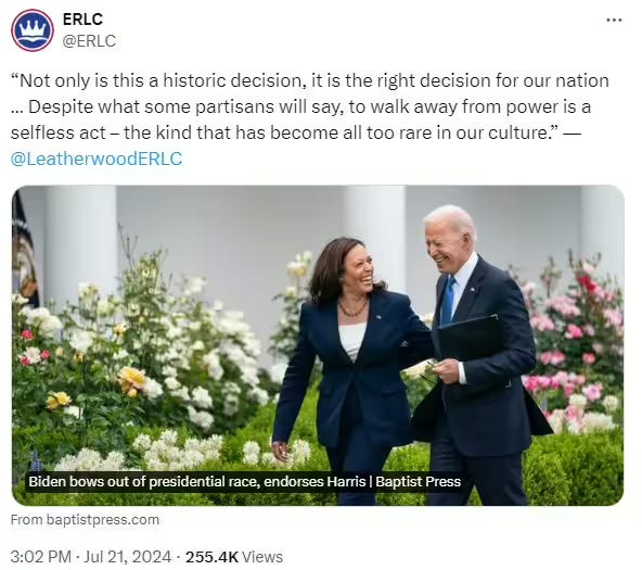 Brent Leatherwood and ERLC Regurgitate Democrat Talking Points on Biden’s Exit