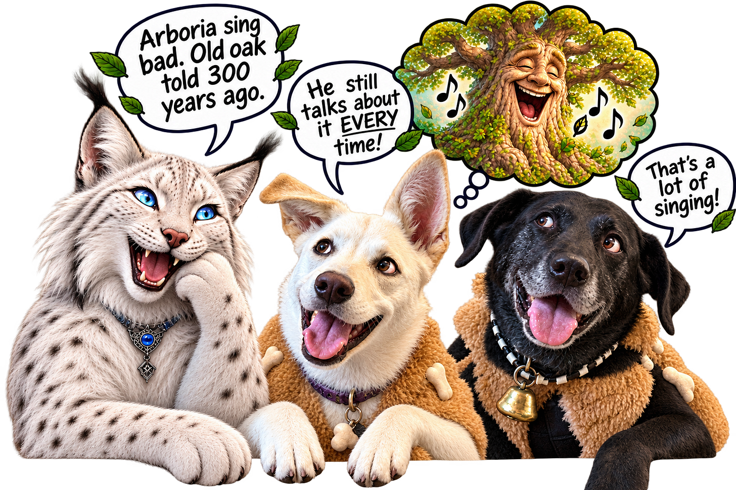 Jynx saying that Arboria sings badly and the old oak told everyop=ne years ago. Spirit says that the oak still talks about it. Barrow saying it's a lot of singing. Jynx saying that Arboria sings badly and the old oak told everyop=ne years ago. Spirit says that the oak still talks about it. Barrow saying it's a lot of singing.