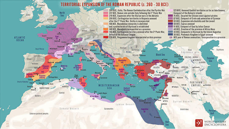 Territorial Expansion of the Roman Republic (c. 260 - 30 BCE) Territorial Expansion of the Roman Republic (c. 260 - 30 BCE)