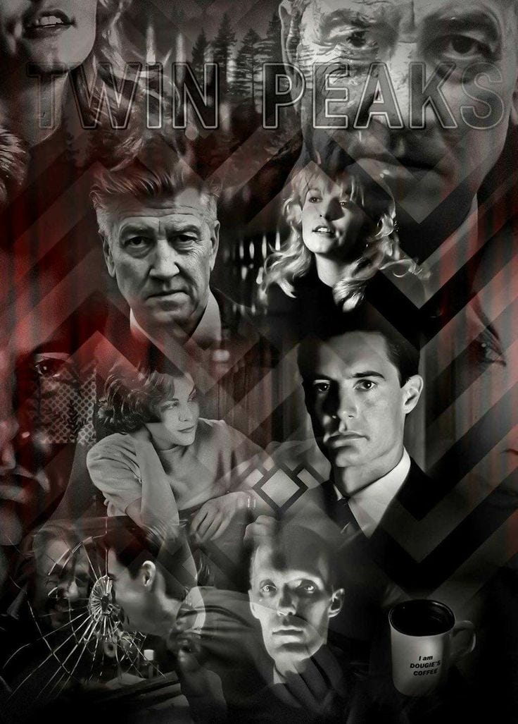 This may contain: the movie poster for twin peaks