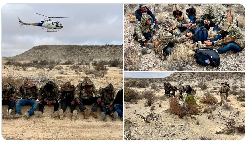 Border Patrol Agents apprehend more than a dozen camouflaged illegal aliens  who crossed the Rio Grande into Texas on December 24, 2025