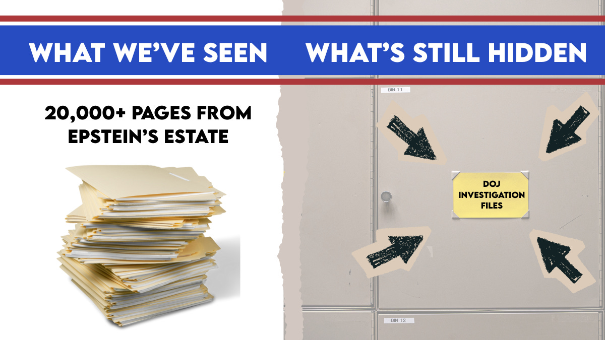 Comparison showing released Epstein estate documents versus sealed Justice Department investigation files Comparison showing released Epstein estate documents versus sealed Justice Department investigation files