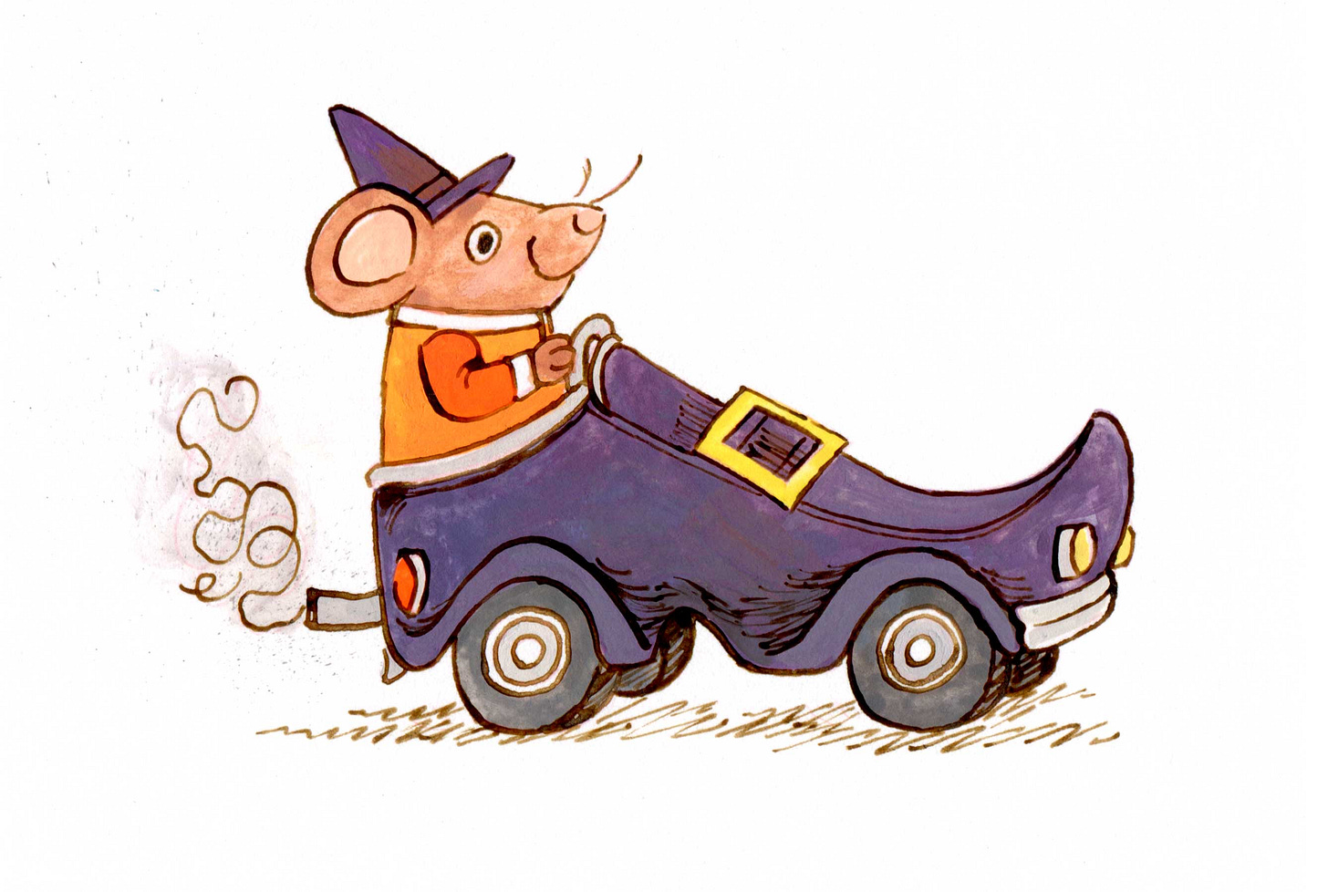 Kayla Stark illustration ode to a scarry halloween mouse in a buckle show car buckle and squeak