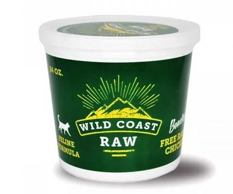 Wild Coast Raw, Free Range Chicken Formula Raw Pet Food for Cats, 24 oz, label example Wild Coast Raw, Free Range Chicken Formula Raw Pet Food for Cats, 24 oz, label example