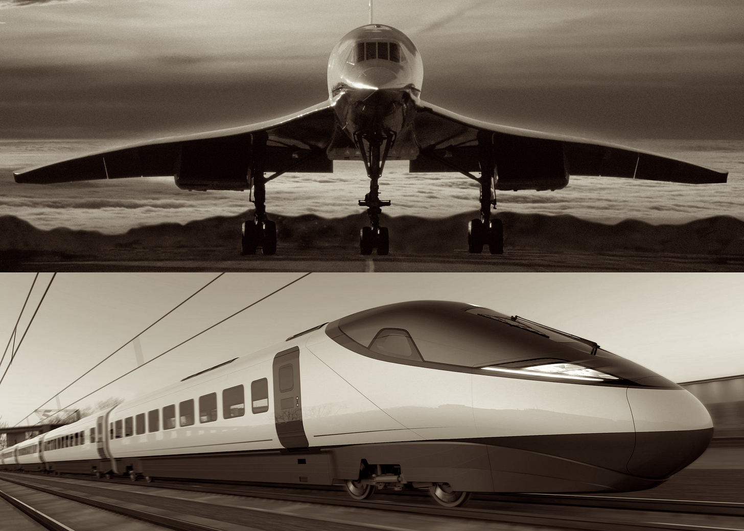 A plane and a train

Description automatically generated