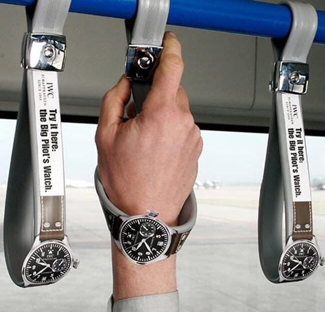 Marketing on the IWC watches on Airport Shuttle : r/interestingasfuck
