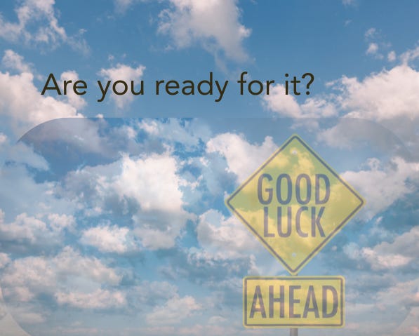 good luck ahead sign in clouds