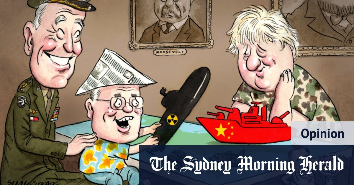 Australia-US submarine deal: Scott Morrison, the third amigo, speaks loudly to Xi Australia-US submarine deal: Scott Morrison, the third amigo, speaks loudly to Xi