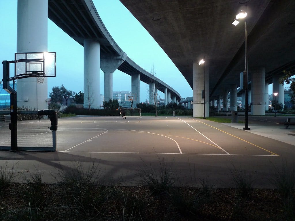 Basketball Court, under the Freeway | Near Mission Creek Har… | Flickr