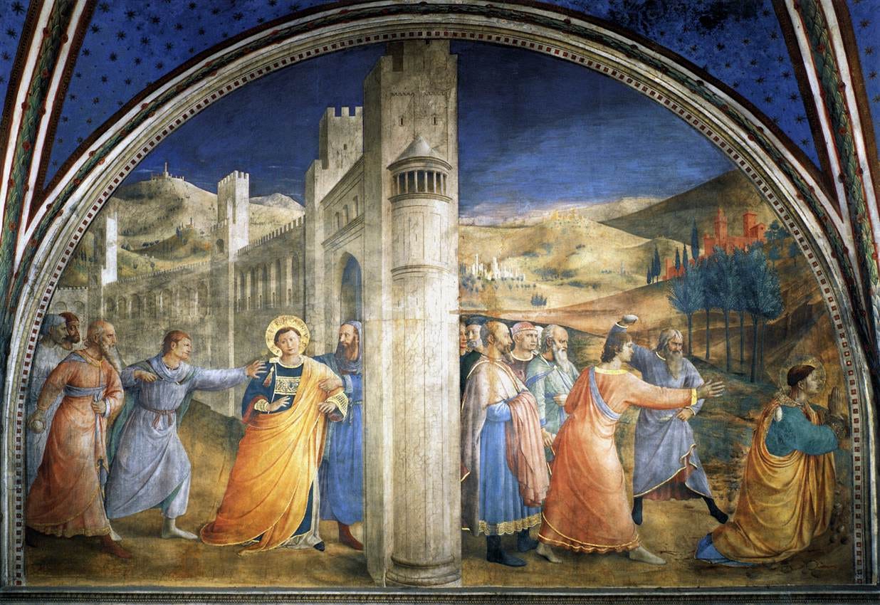 Fresco of Saint Stephen by Fra Angelico in the Niccoline Chapel Fresco of Saint Stephen by Fra Angelico in the Niccoline Chapel