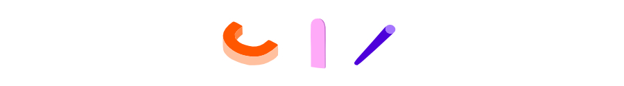 A third break with three colorful shapes.