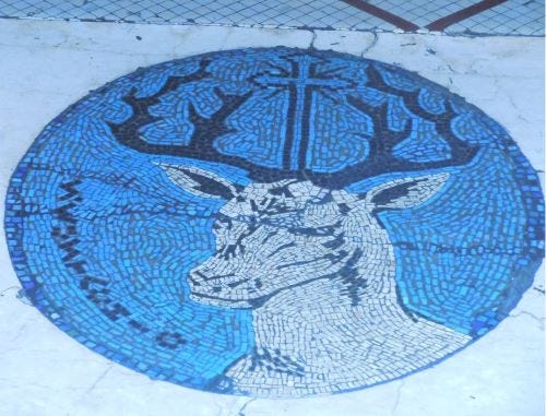Stag in tile at Sant Eustachio Caffe