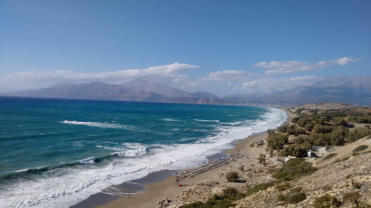 Kommos Beach on the south coast of the Greek island of Crete.