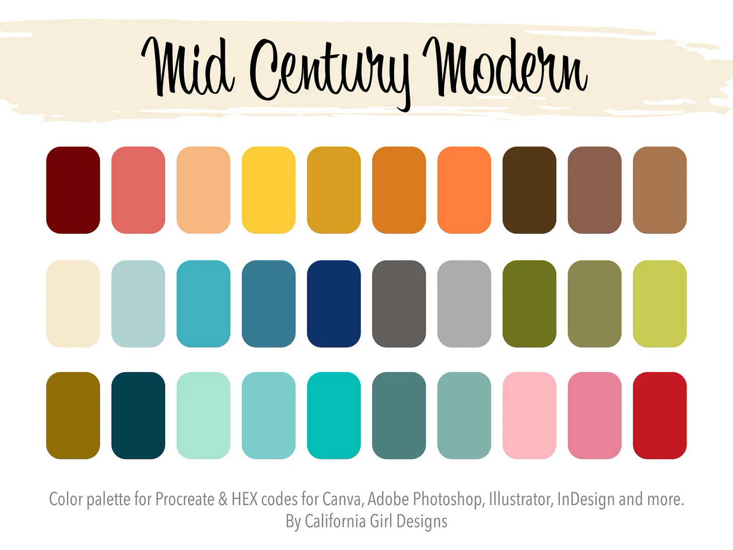 Mid-century modern colour palette