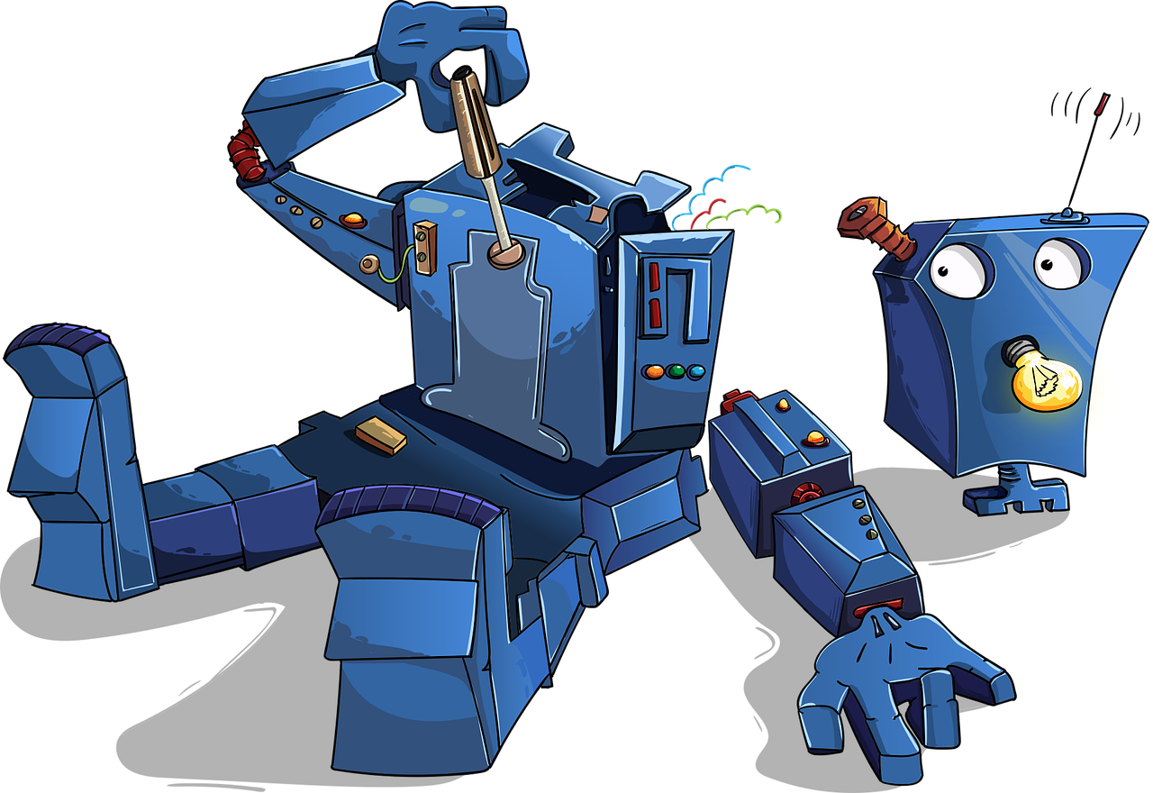 Free robot disassembled blue vector