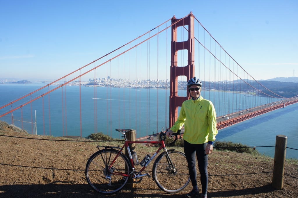 Mid-ride across the Golden Gate Bridge on the Marin Headlands loop. Mid-ride across the Golden Gate Bridge on the Marin Headlands loop.