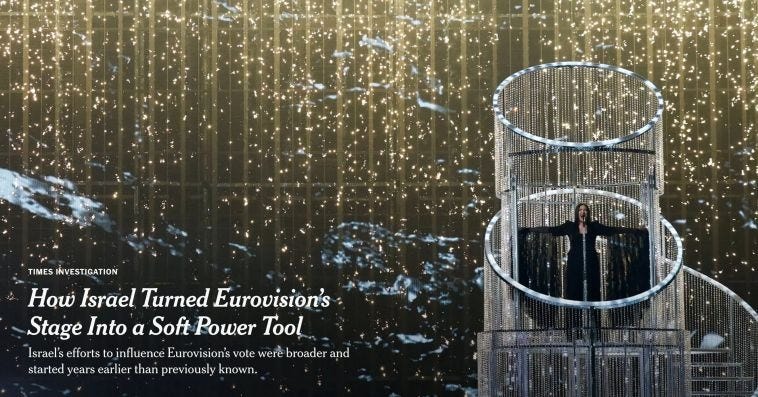 The New York Times published detailed results of Spain's public vote for  Eurovision 2025 and described Israel's campaign as a form of “soft power.”  But coordinated image management and influence… | Ahmet Akalın