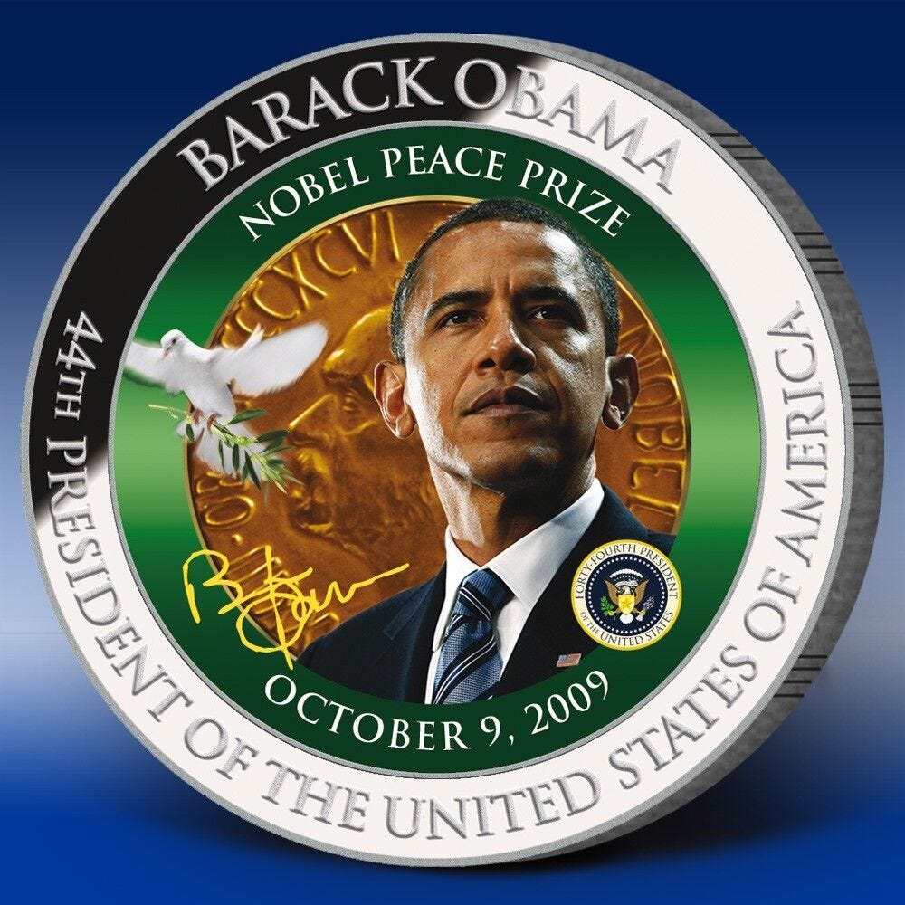 Barack Obama's Nobel Peace Prize Commemorative Color Coin 2009 w/COA | eBay  UK