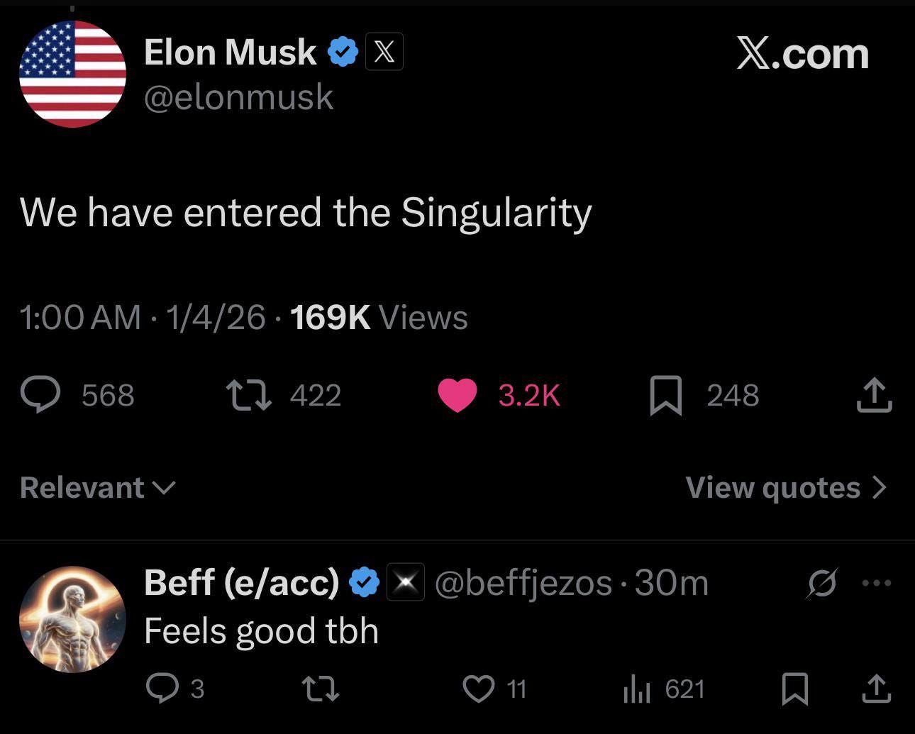 Elon Musk anunciou que estramos na era da singularidade.