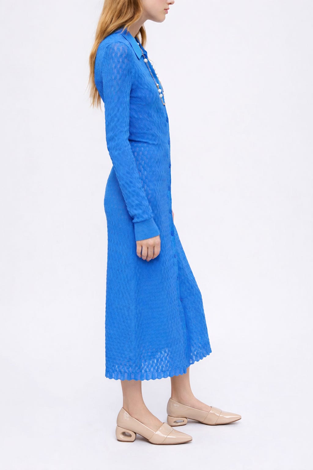 merino wool blend knit dress Merino Wool Blend V-Neck Ribbed Knit Sweater Dress main image 0