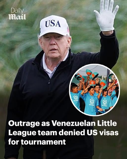 May be an image of 1 person, golfing and text that says 'Daily Mail USA TH वजात Outrage as Venezuelan Little League team denied US visas for tournament'