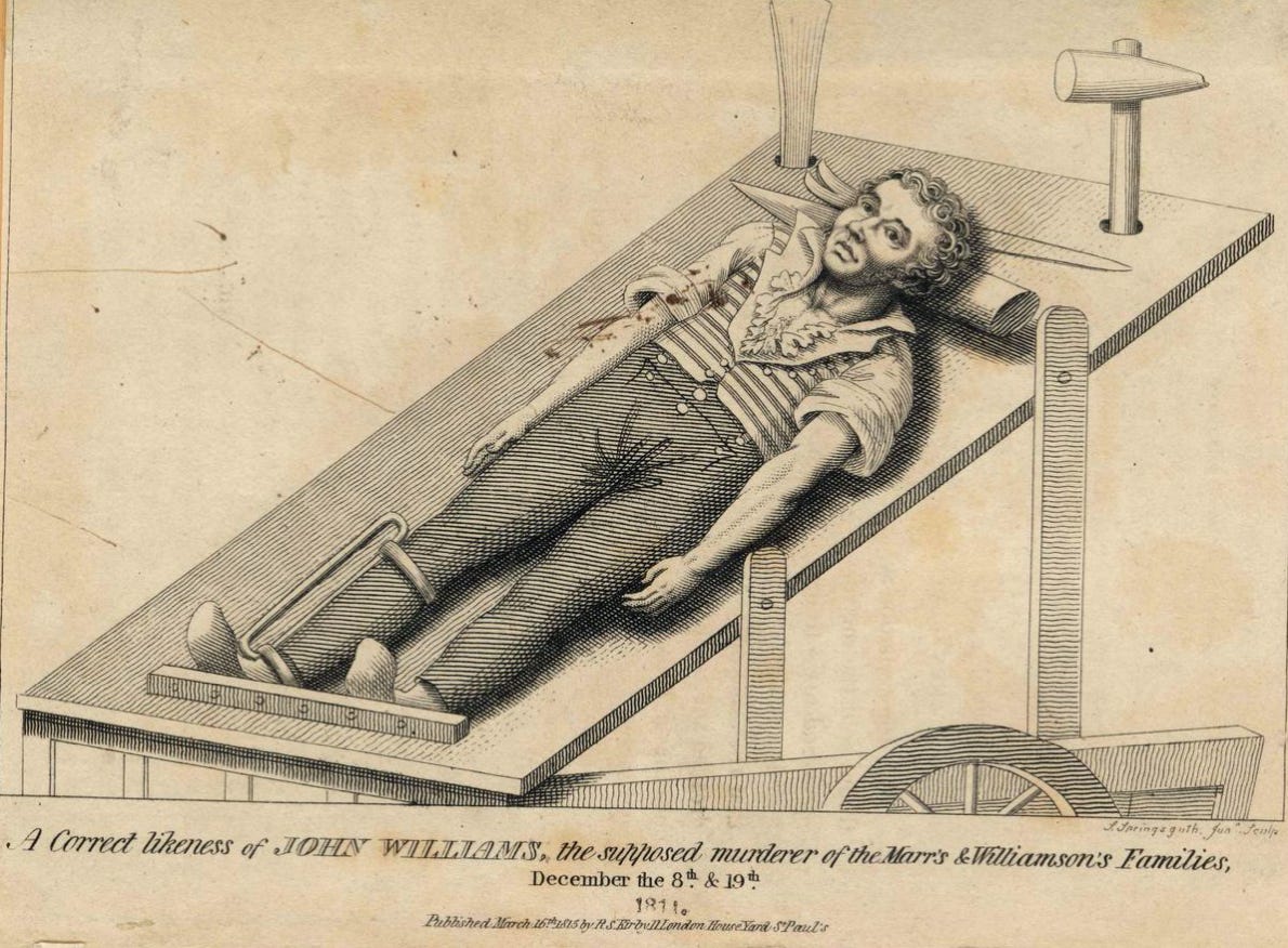 A drawing of a person lying on a stretcher

Description automatically generated