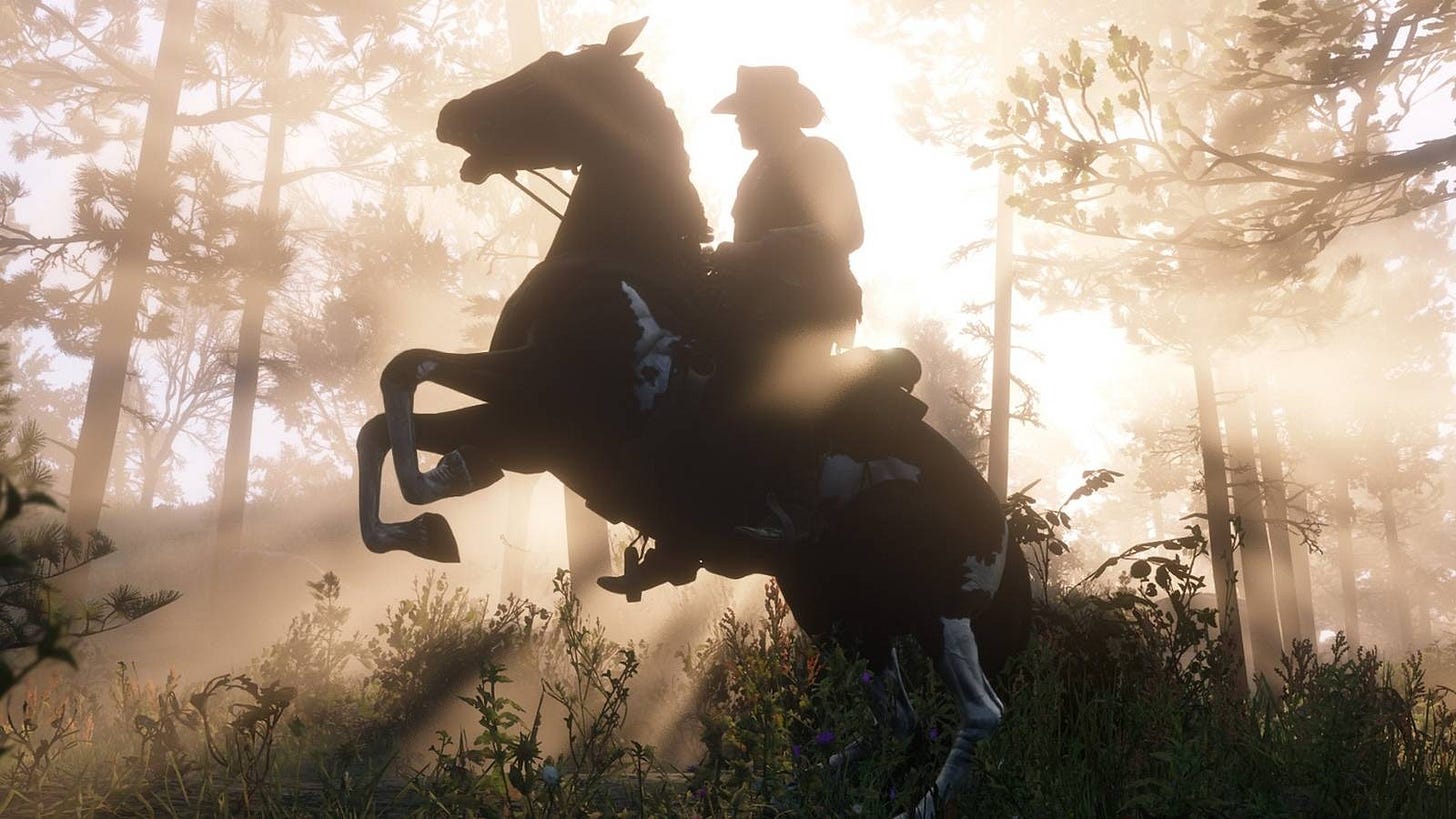 red dead redemption 2 cowboy riding a horse
