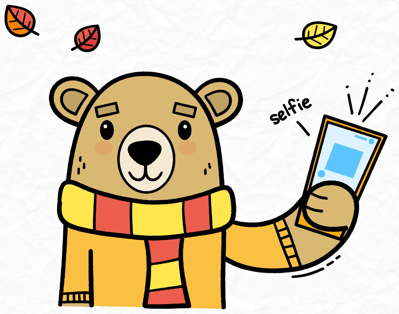 a cartoon illustration of a bear taking a selfie