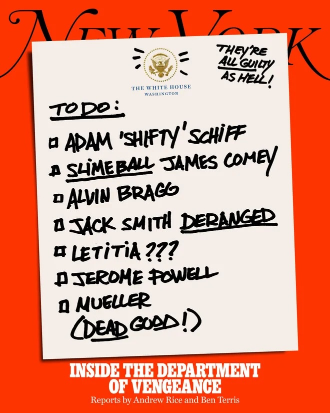 THEY’RE ALL GUILTY AS HELL! TO DO: ADAM ‘SHIFTY’ SCHIFF, SLIMEBALL JAMES COMEY, ALVIN BRAGG, JACK SMITH DERANGED, LETITIA??? JEROME POWELL, MUELLER (DEAD GOOD!)