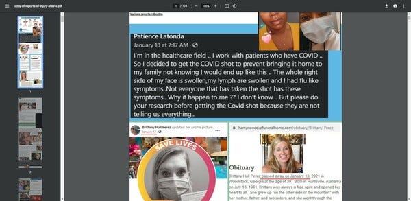 Vaccination Deaths From Social Media Posts