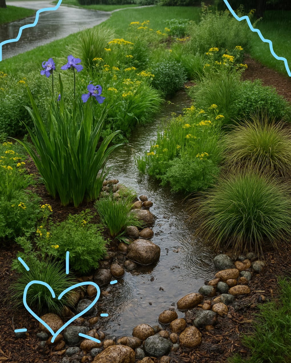 rain garden example made with AI rain garden example made with AI