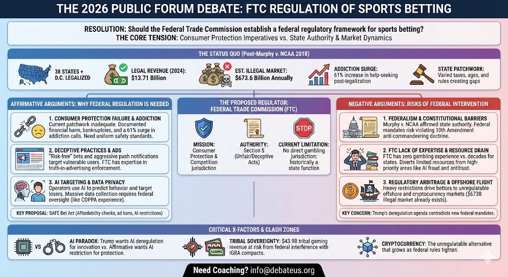 The Federal Trade Commission should establish a federal regulatory  framework for sports betting (Topic Analysis)