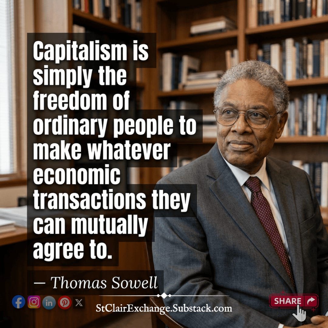 St. Clair Exchange (@stclairexchange) - “Capitalism is simply the freedom of ordinary people to make whatever economic transactions they can mutually agree to.” - Thomas Sowell