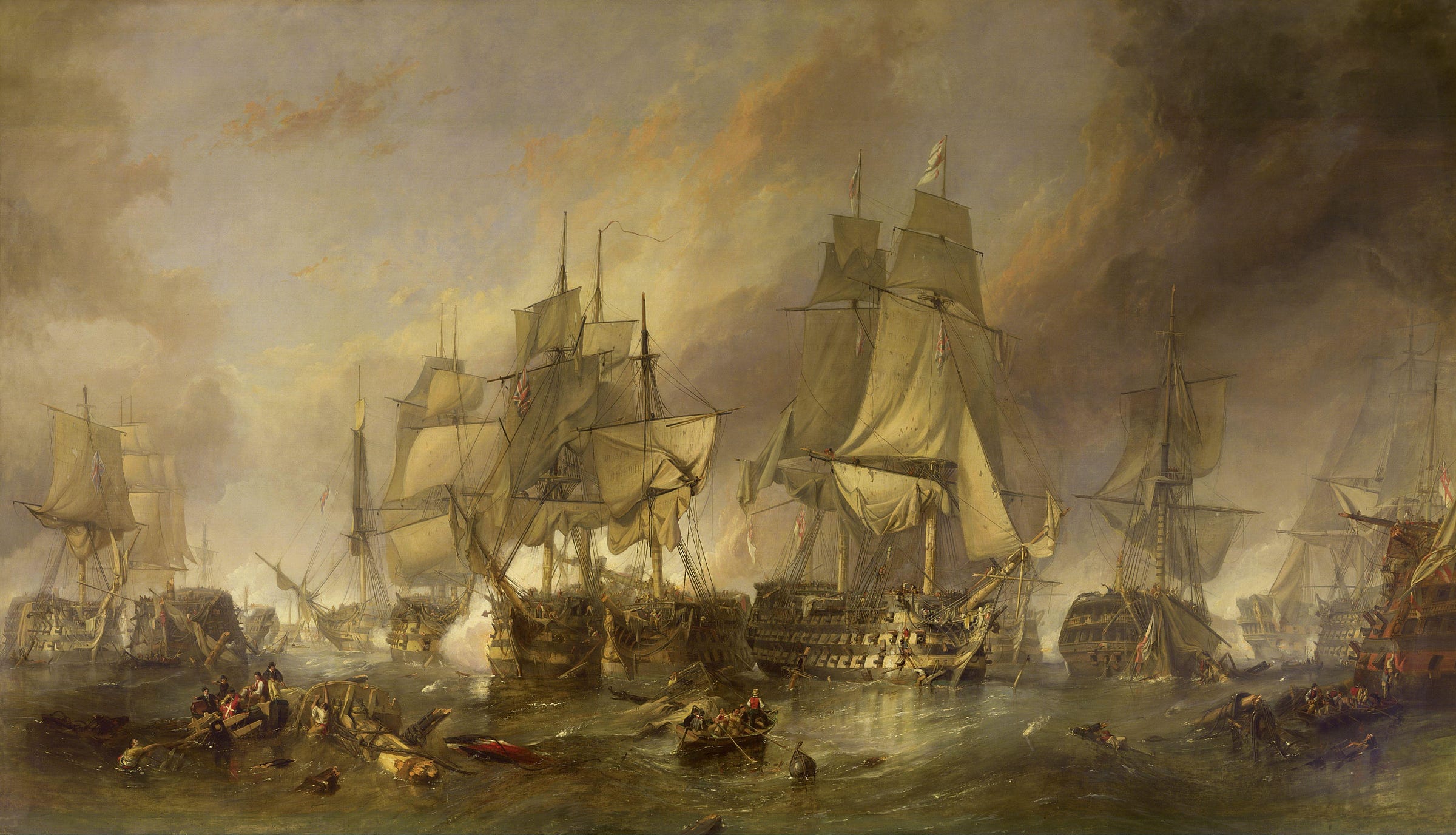 The Battle Of Trafalgar By William Clarkson Stanfield Hd Wallpaper | Rare Gallery
