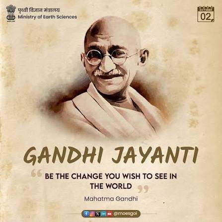 On Gandhi Jayanti, we remember Mahatma Gandhi's ideals of peace, simplicity, and truth. His vision of a just and inclusive society continues to inspire India's journey toward harmony and progress. Let us