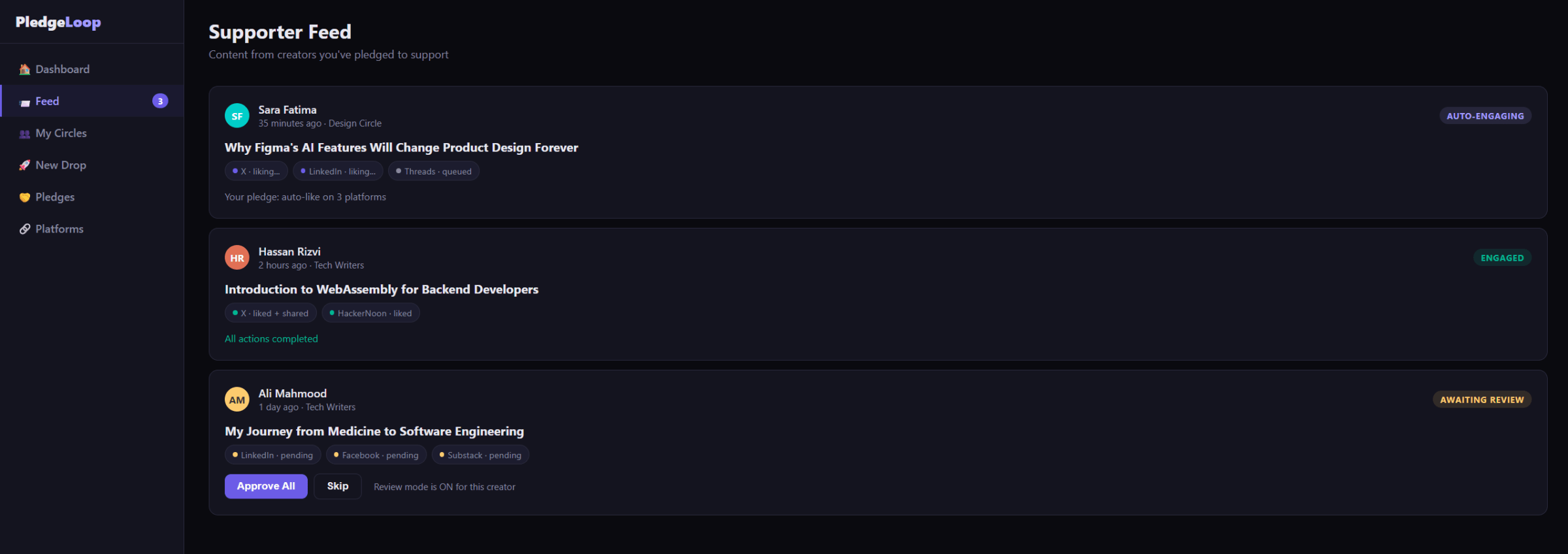 Feed, Dashboard and Icons!