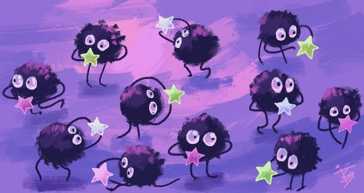 This may contain: cartoon characters with stars on their backs and arms, standing in front of a purple background