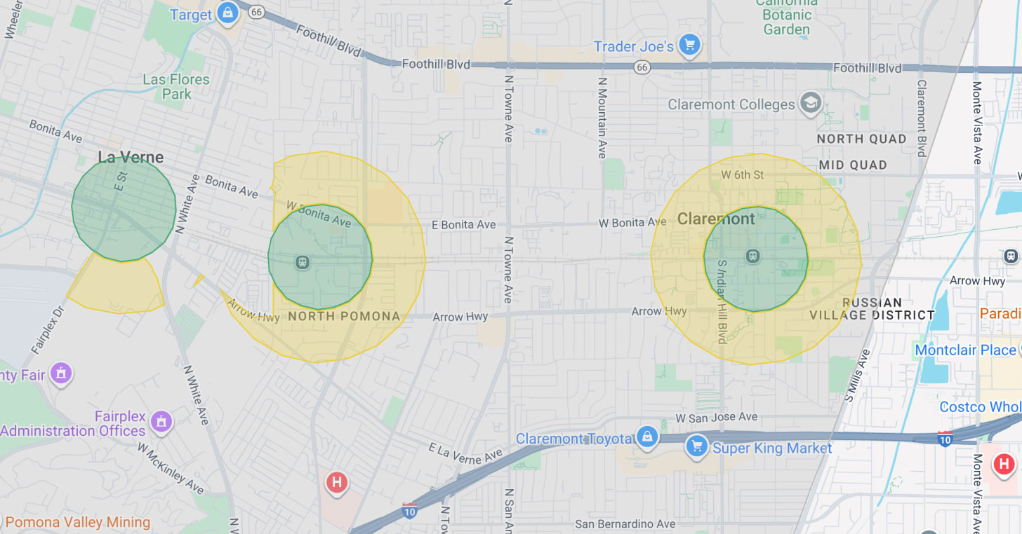 A map showing coverage in a few cities.