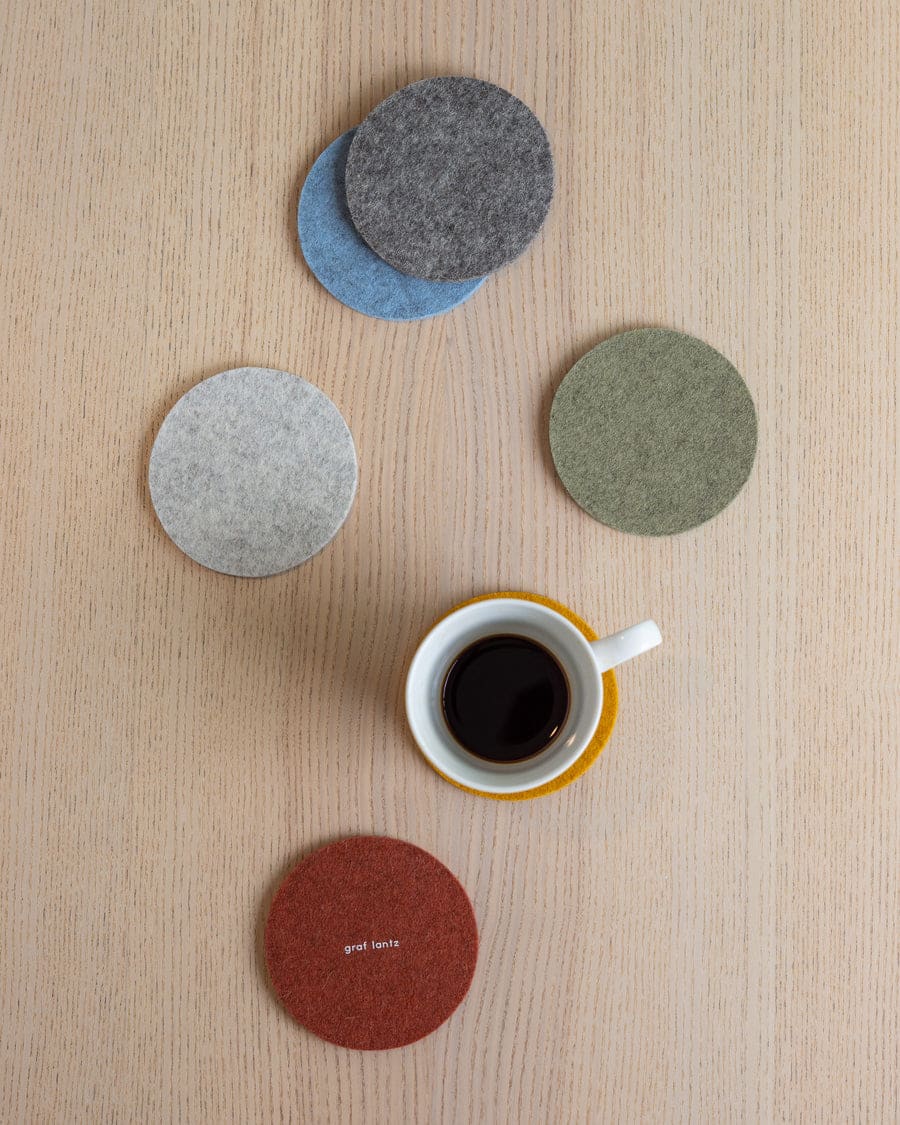 Merino Wool Round Coaster Multi 6 Pack in Rainbow | Graf Lantz