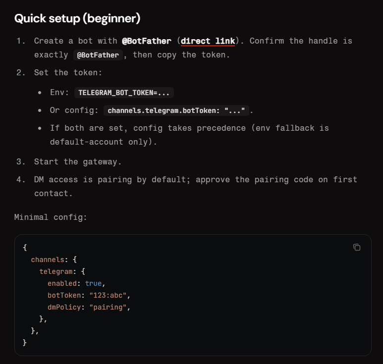 How to: Telegram connection with OpenClaw