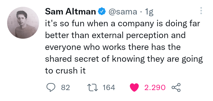 This tweet by Sam Altman could be very important. Is he talking about OpenAI? : r/singularity This tweet by Sam Altman could be very important. Is he talking about OpenAI? : r/singularity