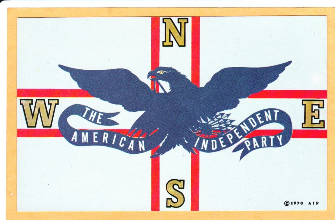 政治明信片 - 美国独立党 Political Postcard - The American Independent Party