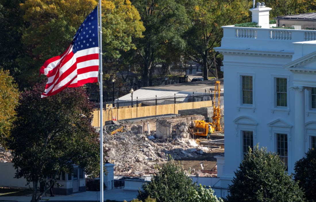 The demolition of the East Wing of the White House, October 23. REUTERS/ Andrew Leyden