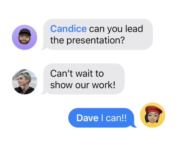 Marketing images for iOS 14 featuring fake texts