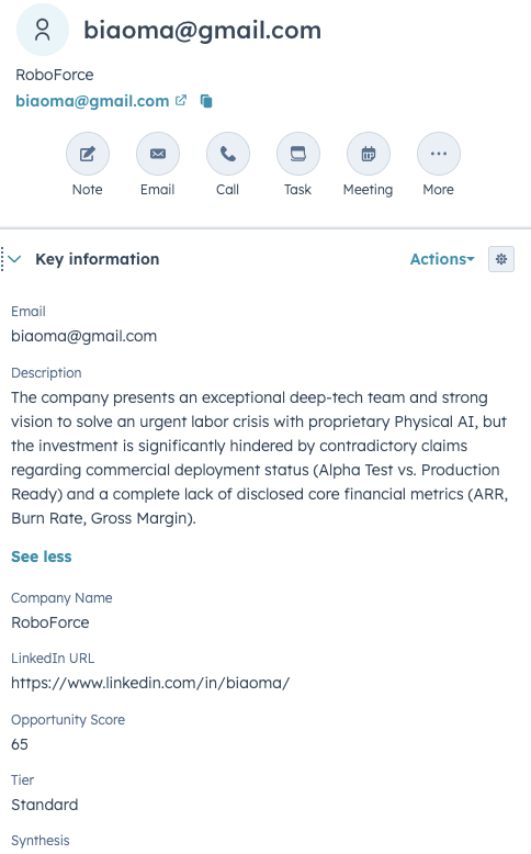 Details automatically saved to Hubspot
