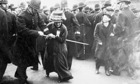 A suffragette struggling with a policeman on 18 November 1910, when a bill that would have extended the franchise to some women was shelved by the prime minister, Herbert Asquith A suffragette struggling with a policeman on 18 November 1910, when a bill that would have extended the franchise to some women was shelved by the prime minister, Herbert Asquith