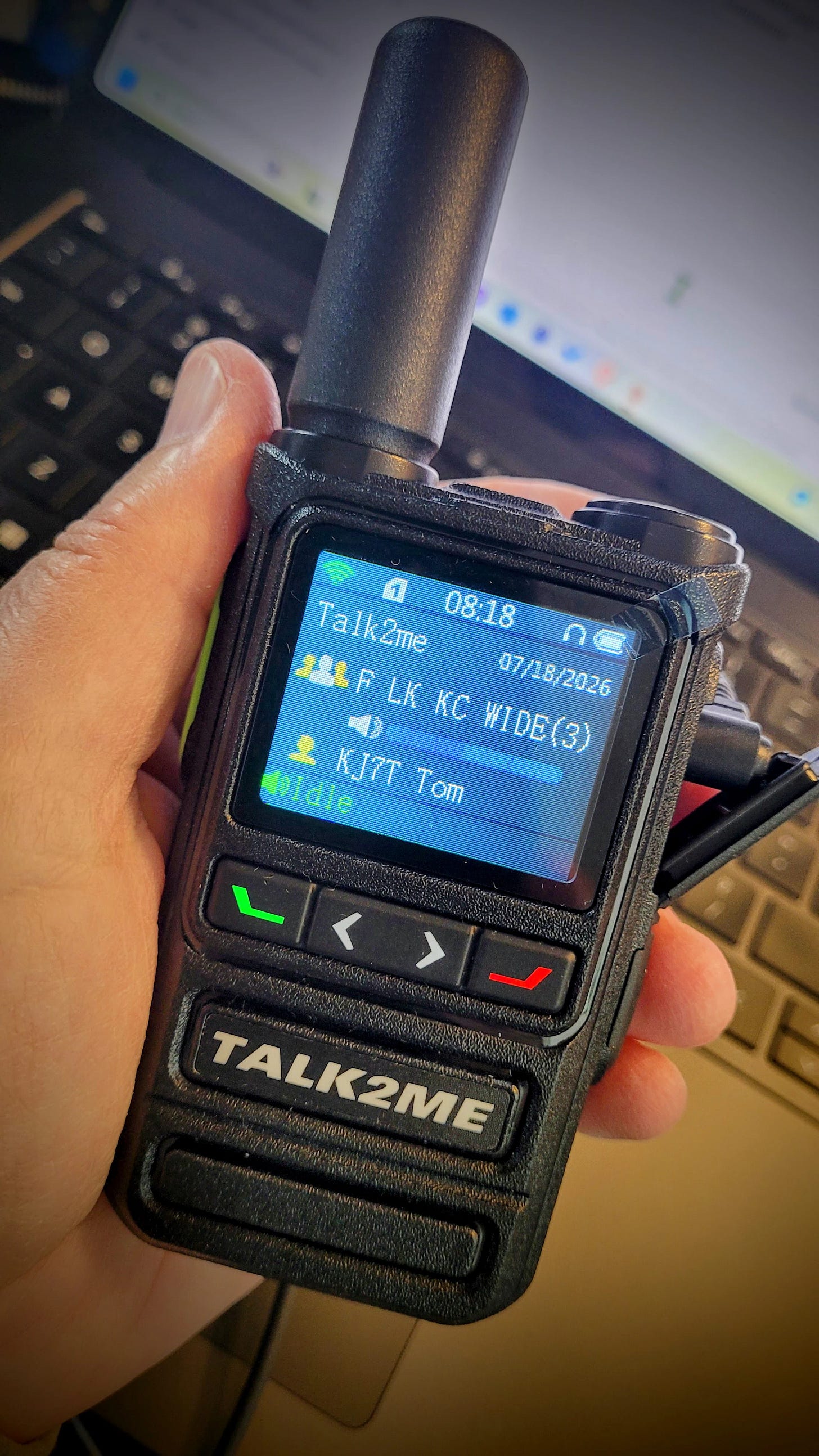 Talk2Me radio in hand