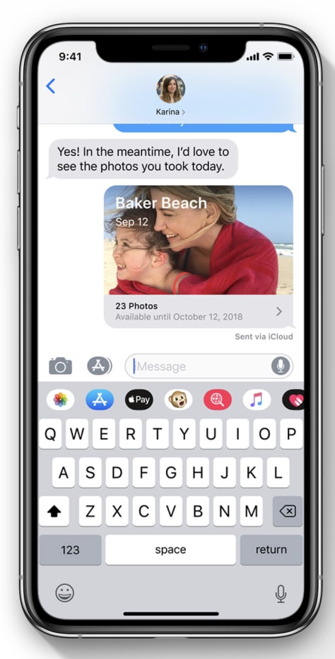 Marketing images for iOS 14 featuring fake texts